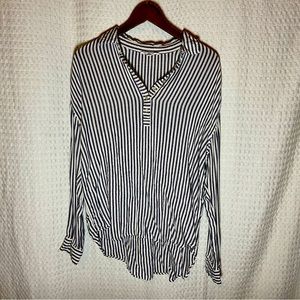 JANE and DELANCEY stripped blue and white blouse casual women size S